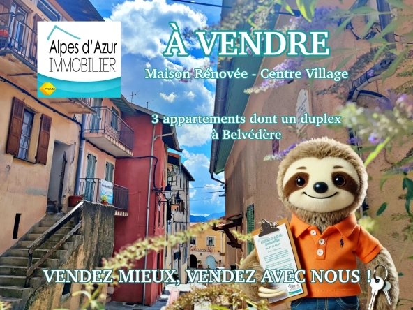 Maison de village rénovée à vendre à Belvédère avec appartements indépendants et vue montagne