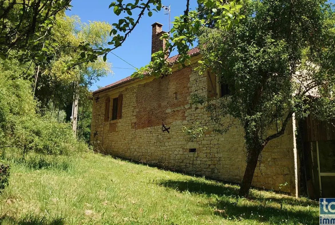 Charmante maison en pierre avec terrain fruitier à Boissières, proche Cahors 