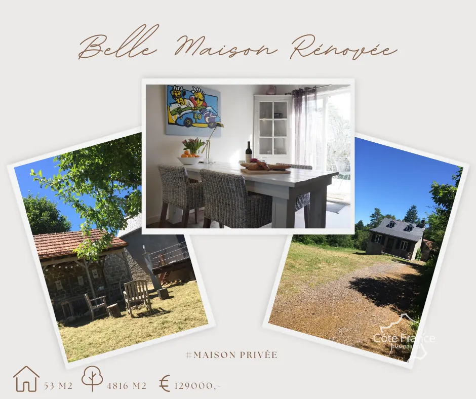Maison rénovée avec jardin et grange en pierre en Dordogne à vendre 