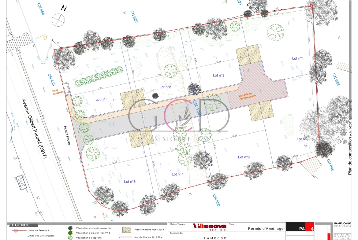 Terrain à bâtir de 345 m² à Lambesc en lotissement verdoyant, exposé sud 