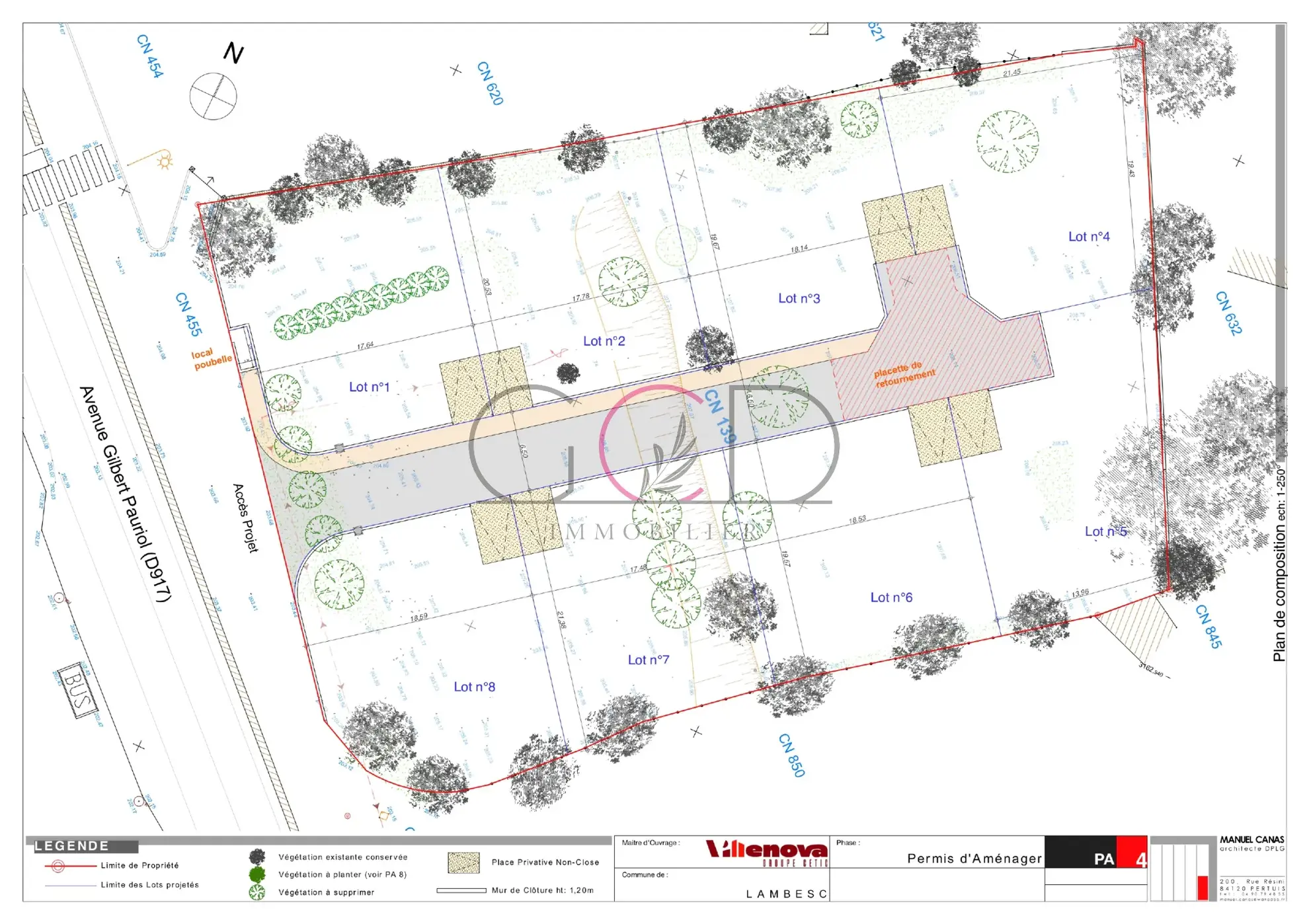 Terrain à bâtir de 345 m² à Lambesc en lotissement verdoyant, exposé sud 