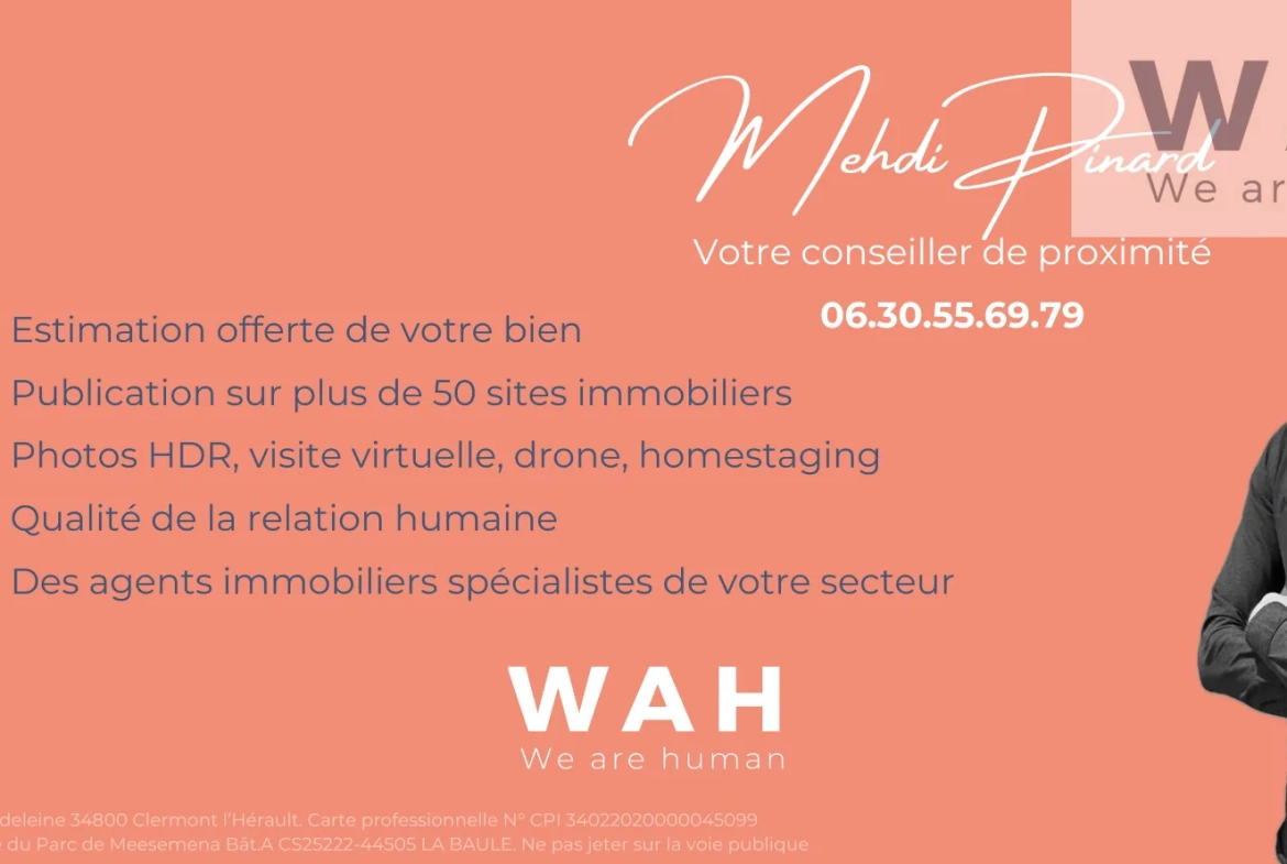 Vente maison de village de 140 m² avec studio, cour et garage à Cabrières 