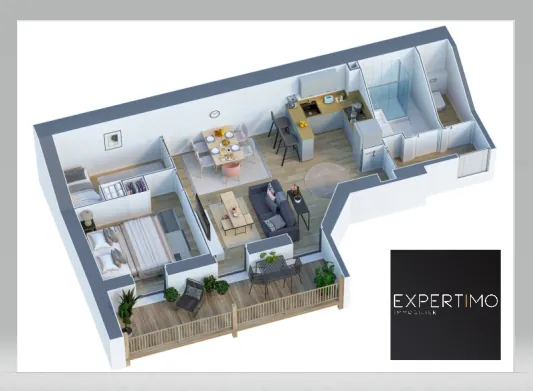 Appartement 52 m² en centre-ville de Bagnères de Luchon avec terrasse et cave 