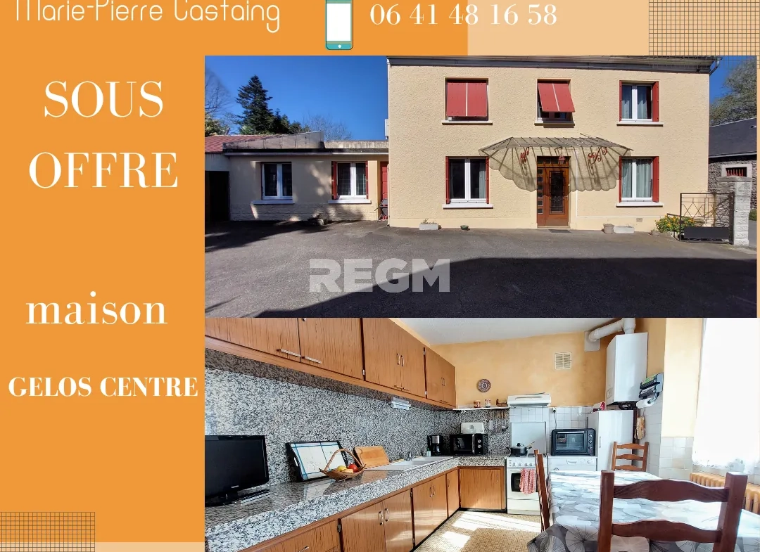 Maison ancienne à vendre à Gelos avec jardin, garages et fort potentiel de rénovation 