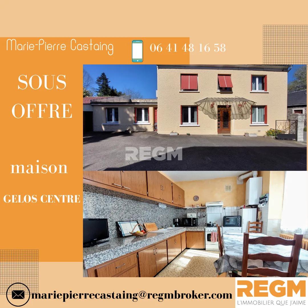 Maison ancienne à vendre à Gelos avec jardin, garages et fort potentiel de rénovation 