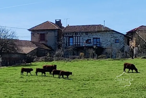 Maison authentique avec vue dans un hameau à Maurs, 115 m², jardin, proche commodités 