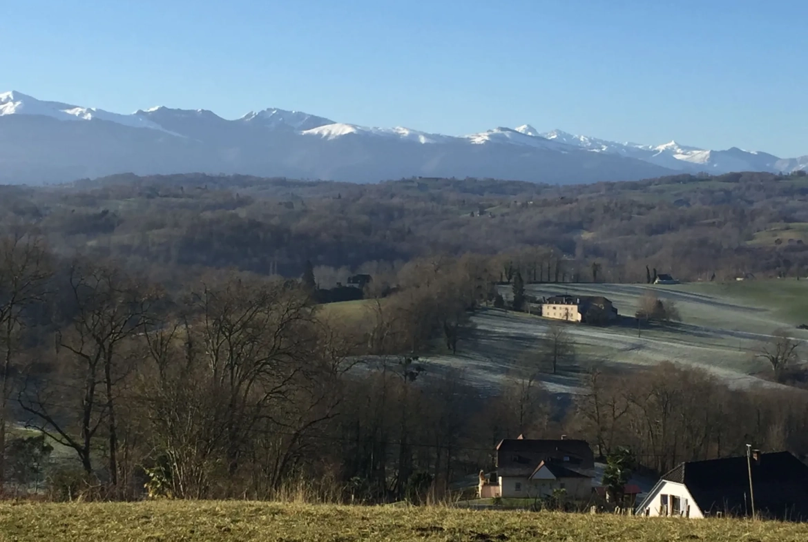 Terrain constructible de 2 969 m² avec vue panoramique sur les Pyrénées à Lasseube 