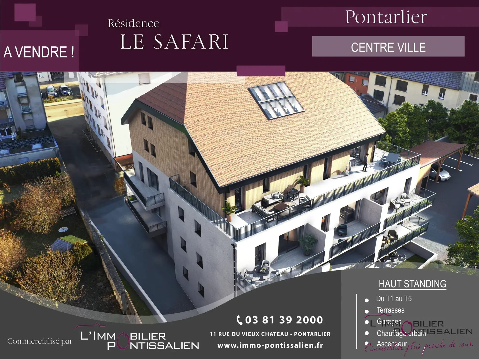 Appartement 2 pièces à Pontarlier proche Porte Saint Pierre avec terrasse 