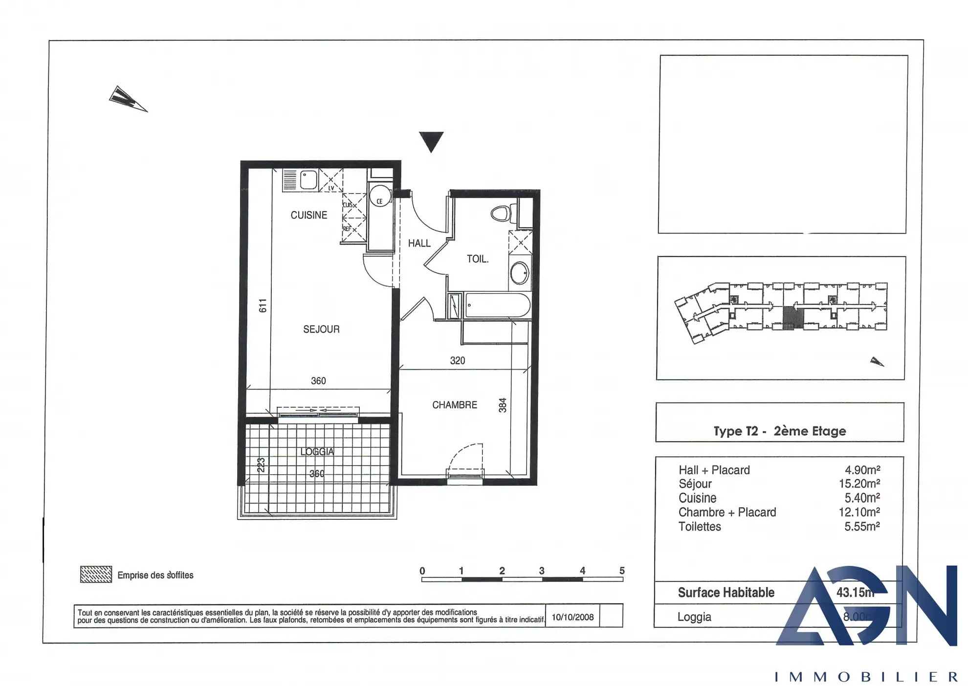 Appartement T2 de 43,15 m² avec terrasse et garage à Montpellier 