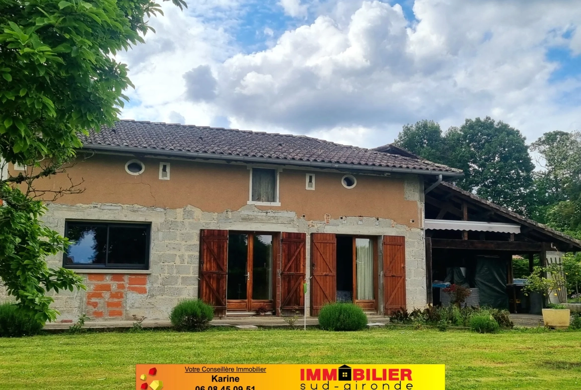 Belle maison à Bazas avec grand jardin et extension à finir 