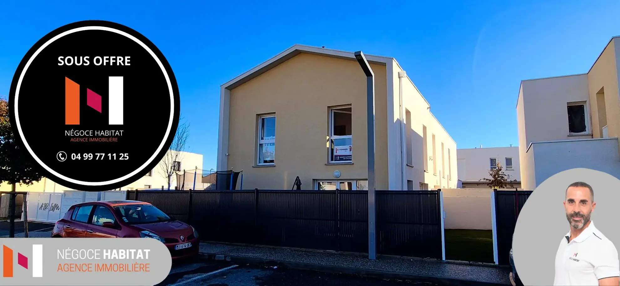 Maison récente T4 avec jardin, parking sécurisé et panneaux solaires à Saussan 