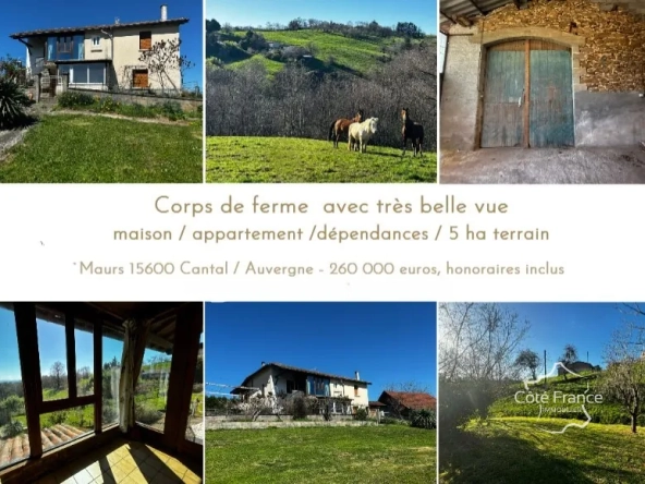 A vendre corps de ferme avec habitation, gîtes, et 5 hectares à Maurs - Cantal