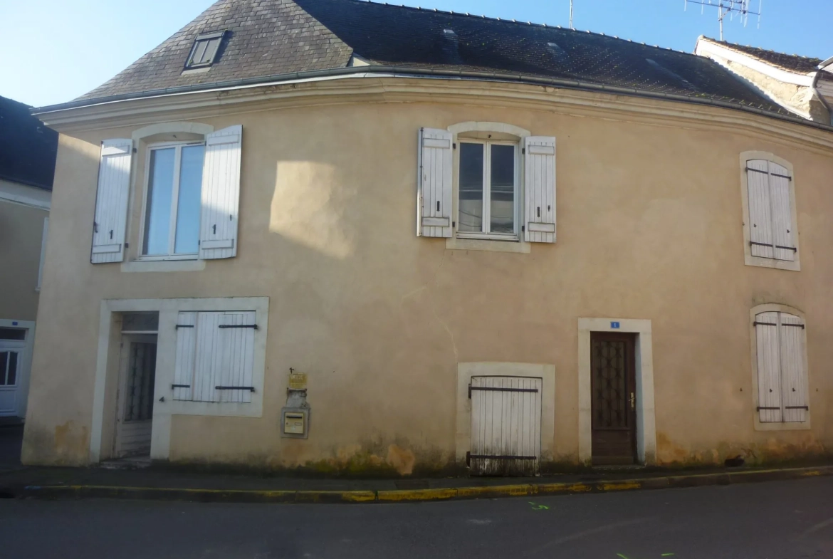Maison à vendre proche Loué dans le centre de Vallon-sur-Gée avec cour et cave 