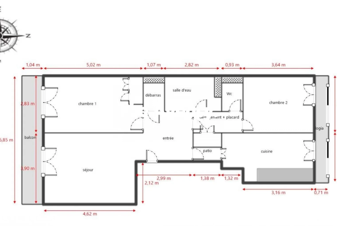 Appartement 3 pièces avec balcon à La Joliette Marseille - Dernier étage 