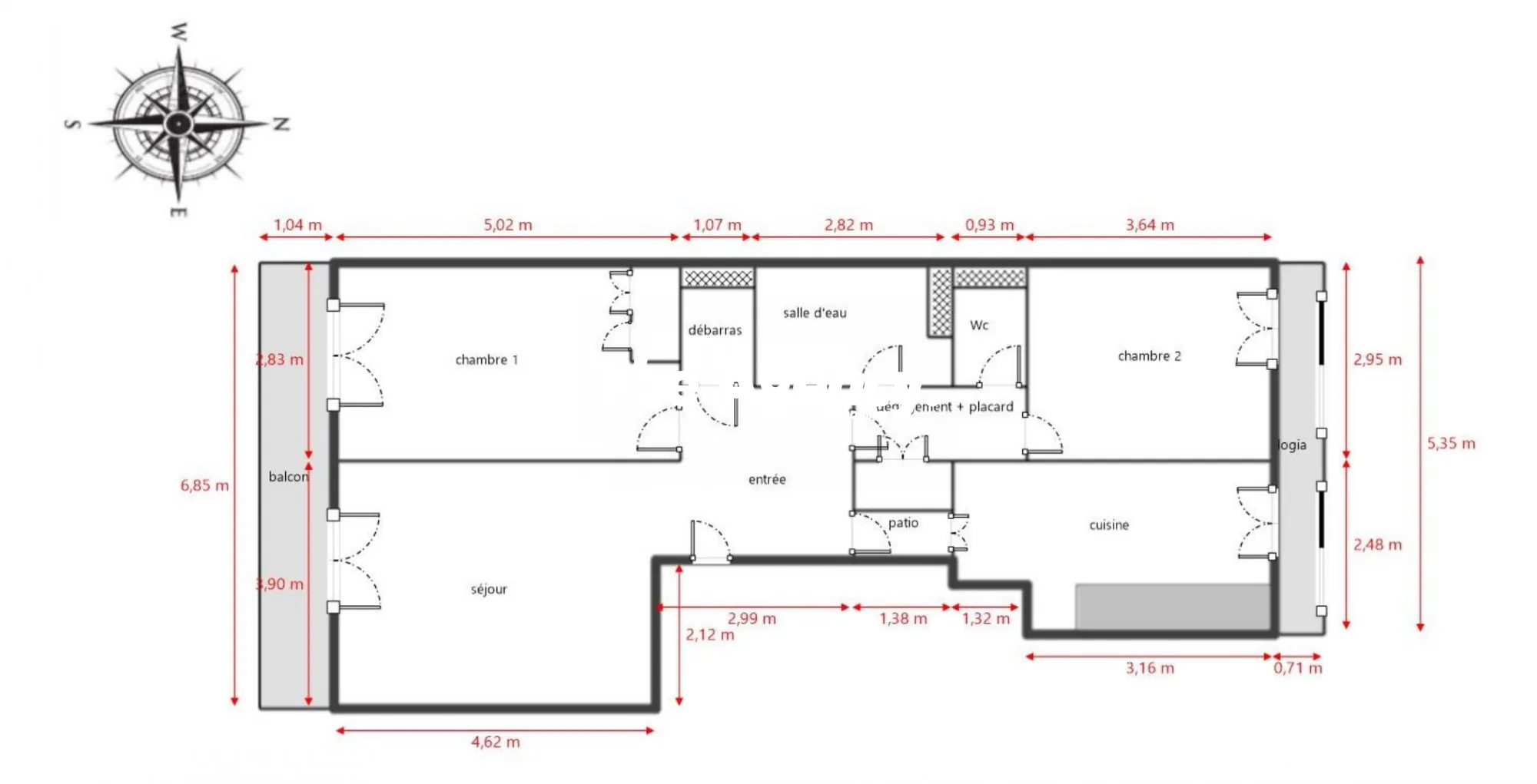 Appartement 3 pièces avec balcon à La Joliette Marseille - Dernier étage 