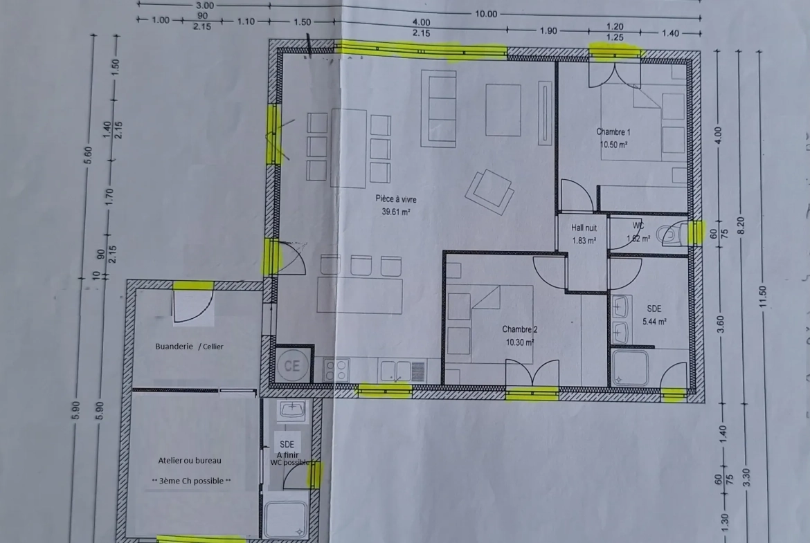 Maison 4 pièces de 88 m² avec terrain de 1195 m² à Villarzel-Cabardès, vue Pyrénées 