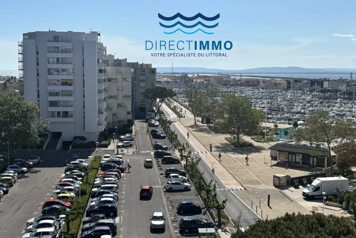 Studio à Carnon-Plage avec Vue sur le Port, la Mer et les Étangs 