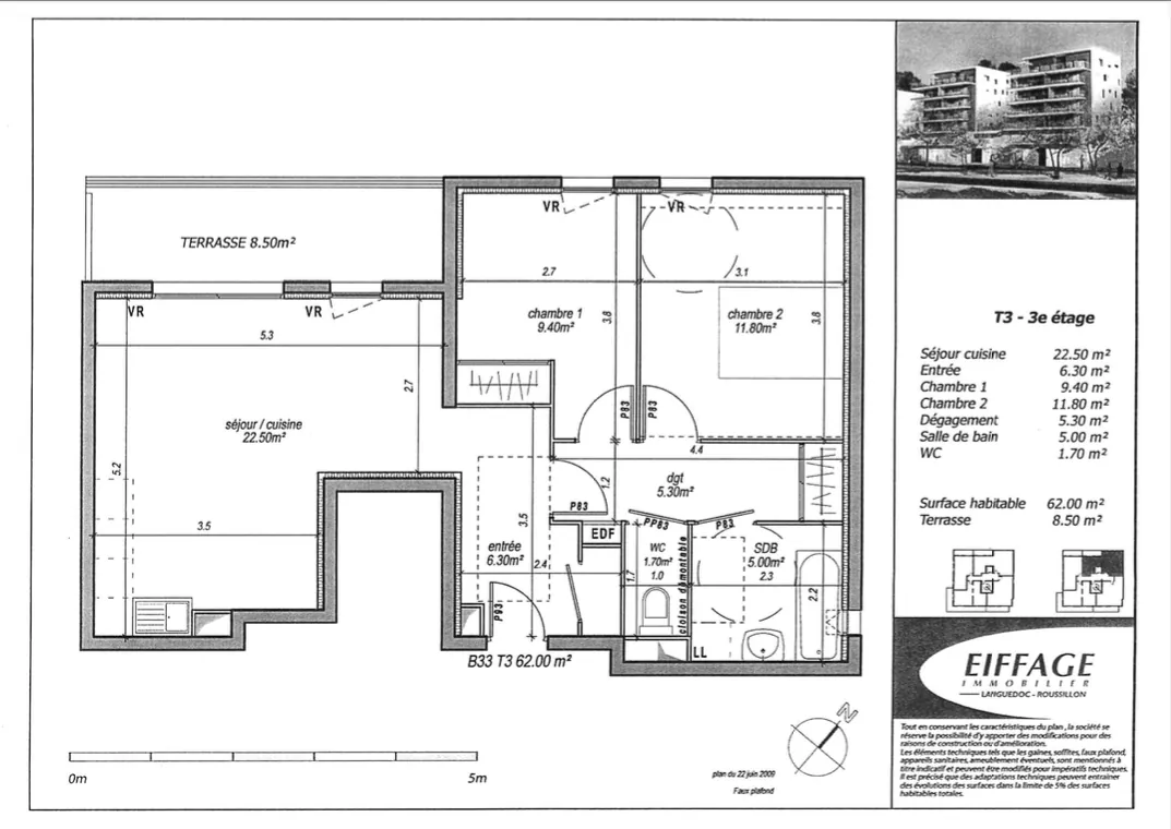 Appartement T3 lumineux avec terrasse à Montpellier – Excellent rapport qualité/prix 