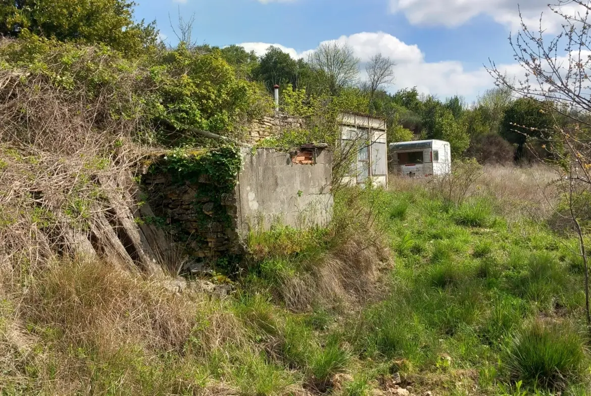 Terrain en restanques avec petit maset à Villemagne l'argentiere 34600 