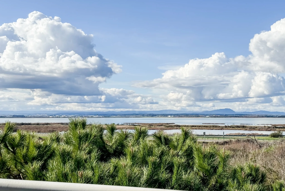 Appartement traversant avec double terrasse vue mer à Carnon Plage 34m² 