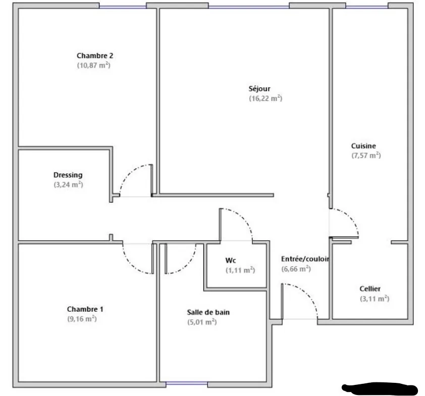 Appartement 3 pièces à Pontoise proche université et RER - 63 m² 