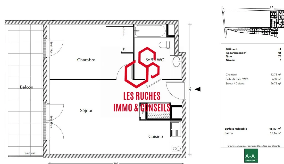 Appartement T2 neuf lumineux à vendre à Montereau-Fault-Yonne avec balcon 