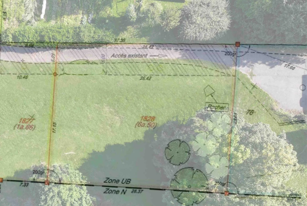Terrain à vendre de 650 m² à Champanges, constructible et viabilisé 