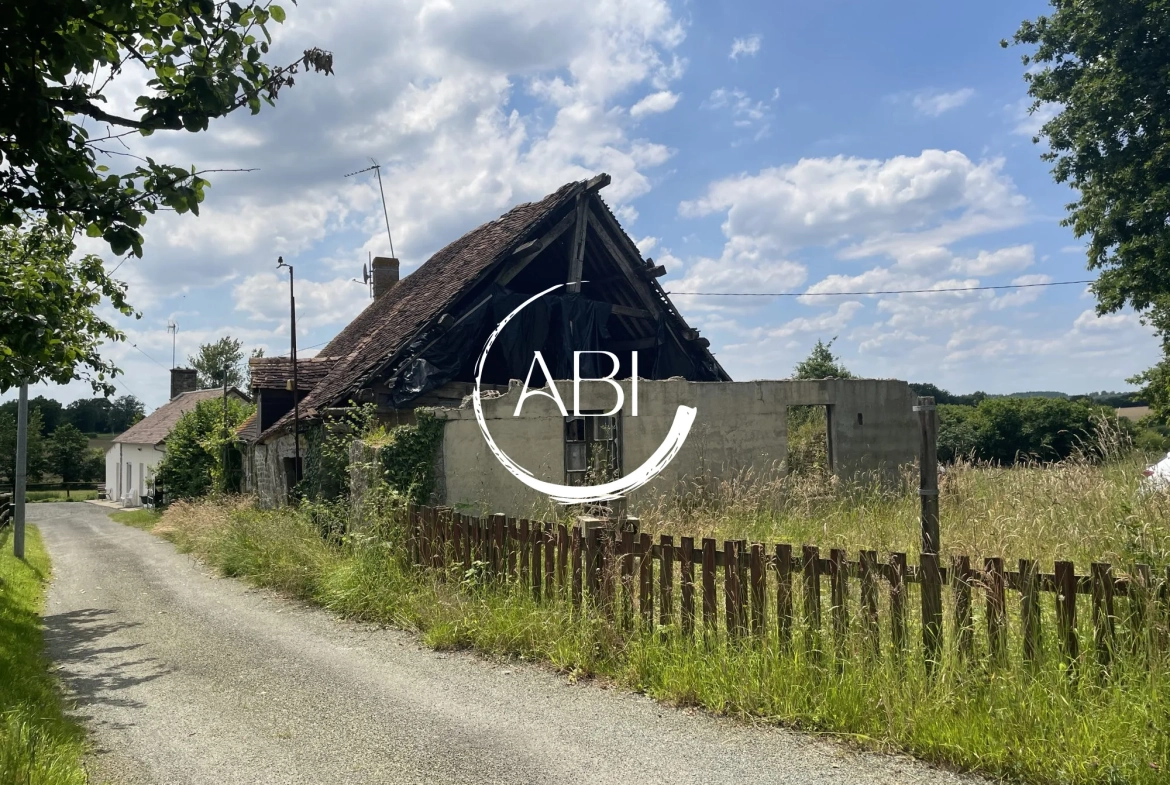 Longère en pierre à rénover avec vue sur la forêt et garage en campagne - 100 m² 