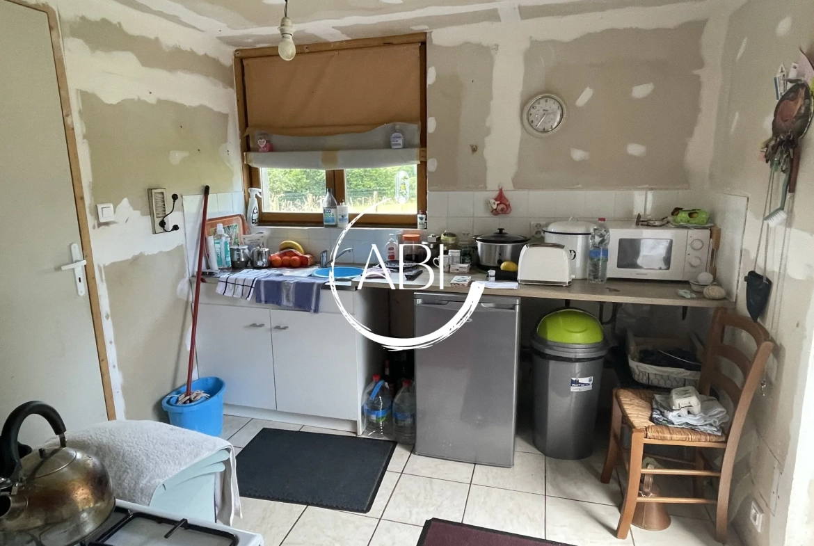 Longère en pierre à rénover avec vue sur la forêt et garage en campagne - 100 m² 