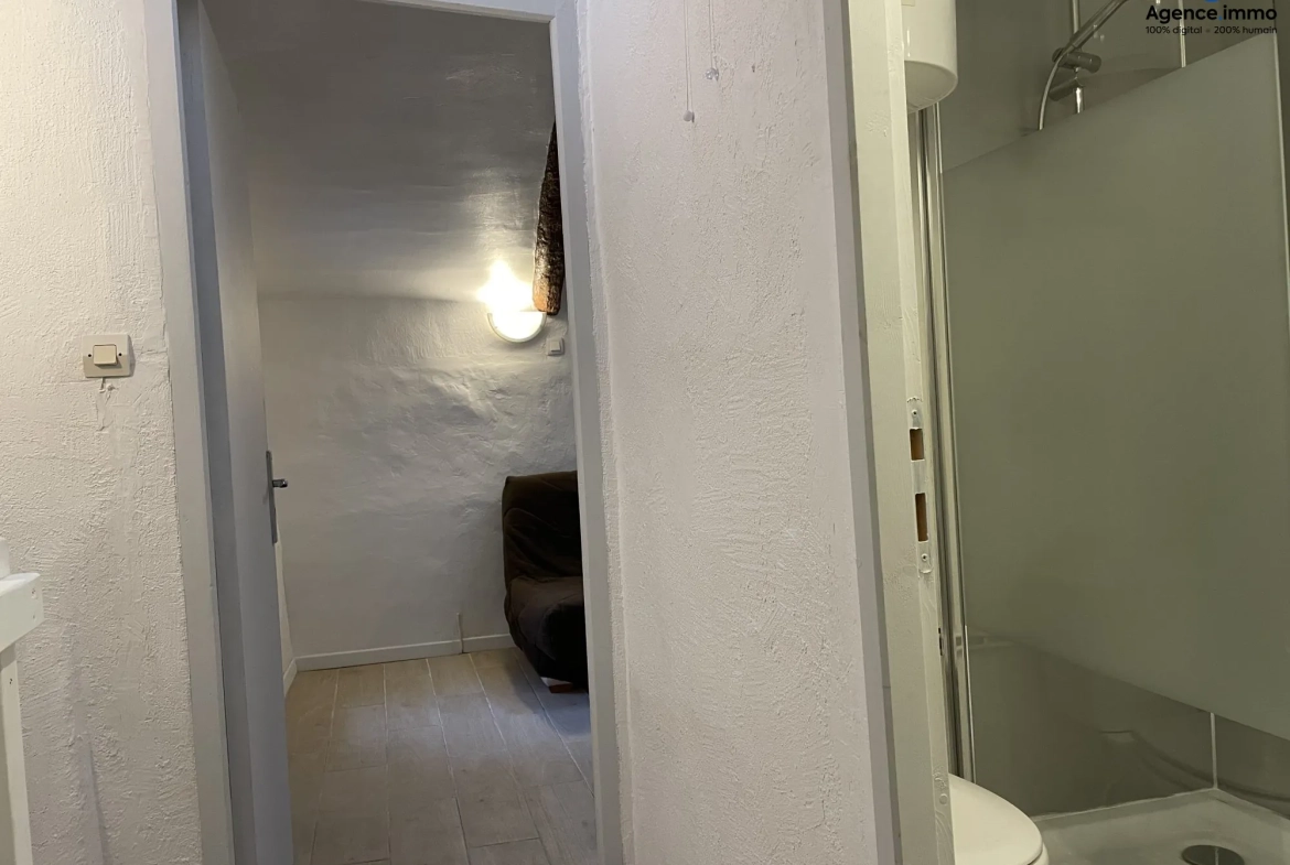 Couloir_appartement_36m²_Béziers_centre_ville Appartement T1 rénové 35,35 m² à Béziers - Dernier étage avec vue 