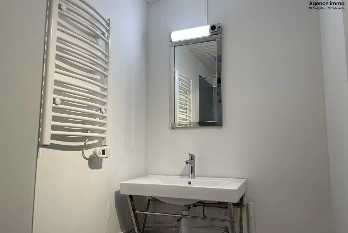 Salle_d_eau_appartement_36m²_Béziers_centre_ville Appartement T1 rénové 35,35 m² à Béziers - Dernier étage avec vue 
