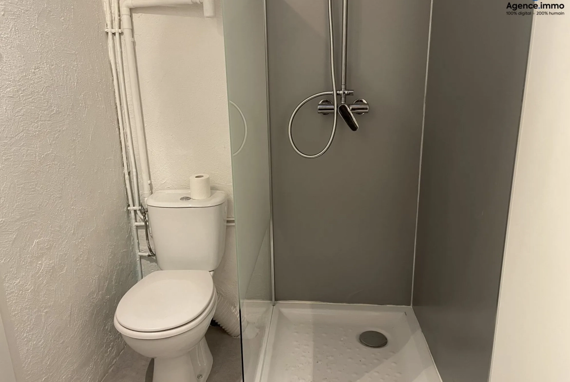 Salle_d_eau_appartement_36m²_Béziers_centre_ville Appartement T1 rénové 35,35 m² à Béziers - Dernier étage avec vue 