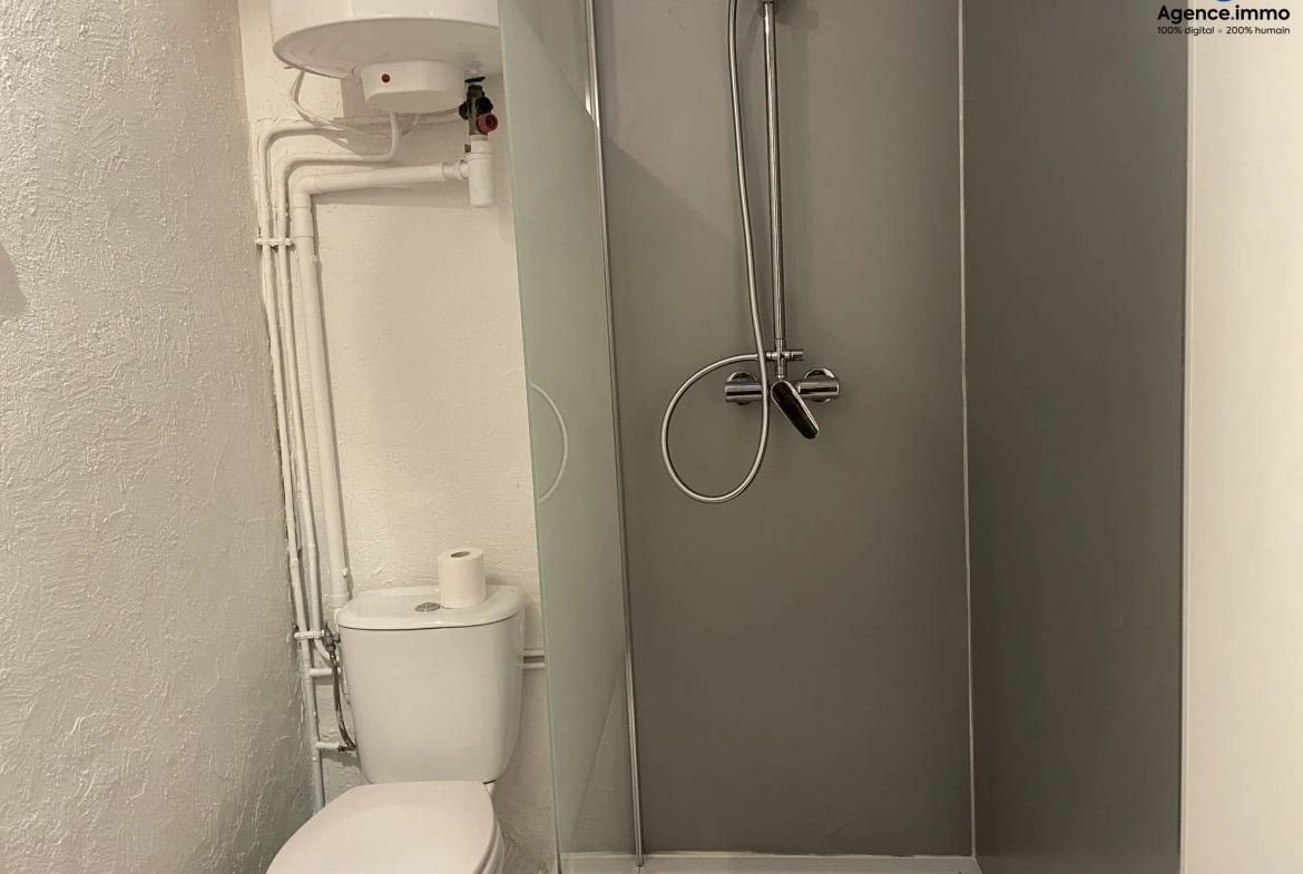 Salle_d_eau_appartement_36m²_Béziers_centre_ville Appartement T1 rénové 35,35 m² à Béziers - Dernier étage avec vue 