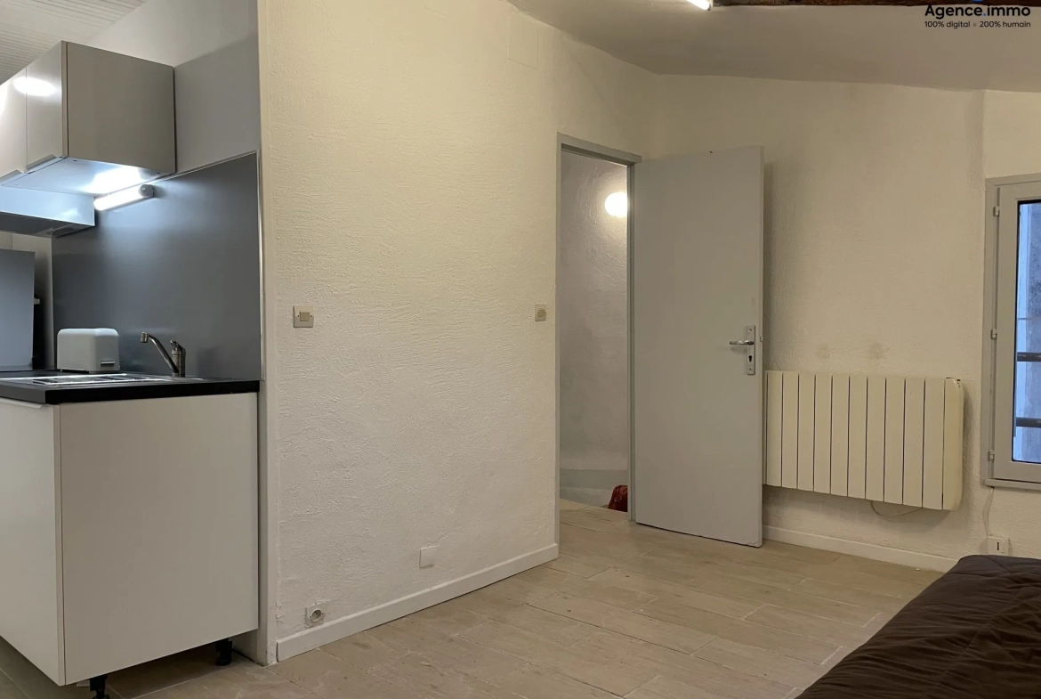 Séjour_appartement_36m²_Béziers_centre_ville Appartement T1 rénové 35,35 m² à Béziers - Dernier étage avec vue 