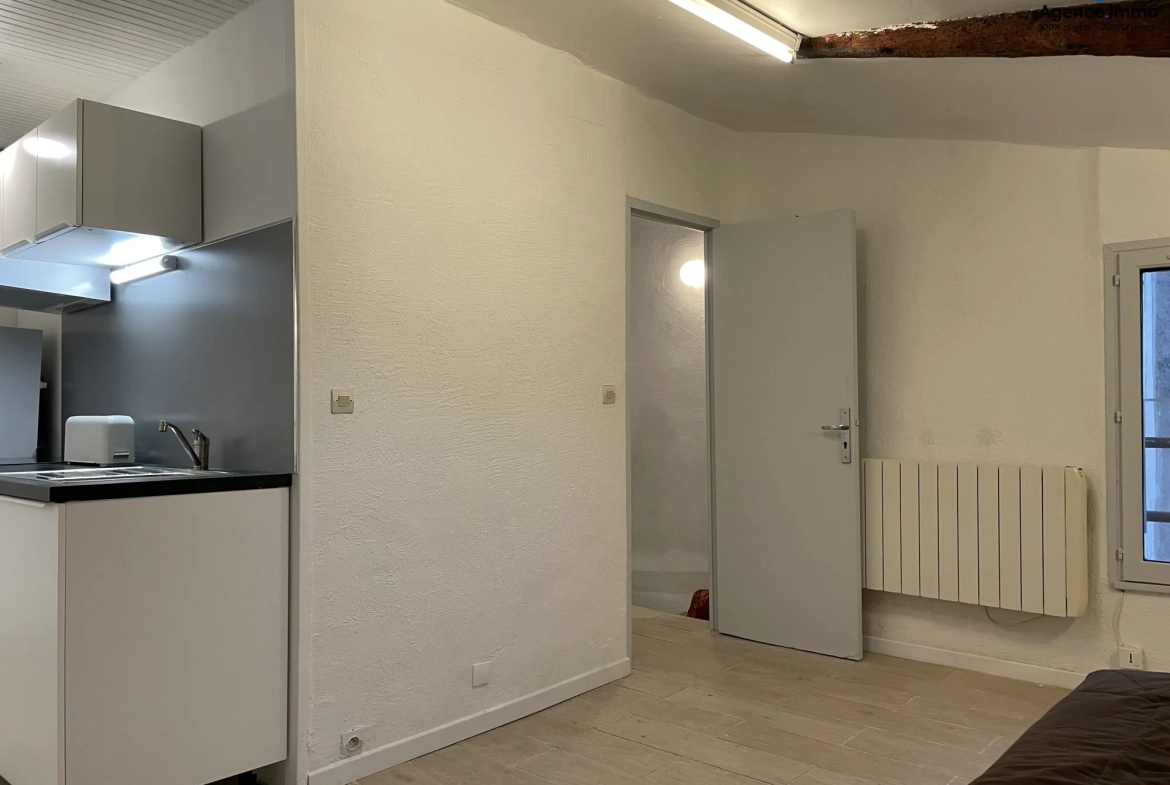Séjour_appartement_36m²_Béziers_centre_ville Appartement T1 rénové 35,35 m² à Béziers - Dernier étage avec vue 
