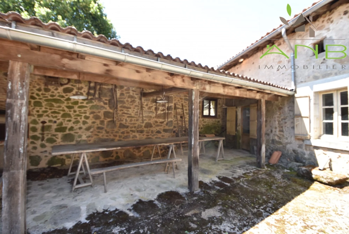 Maison de village en pierre à rénover avec grand terrain à Busserolles 