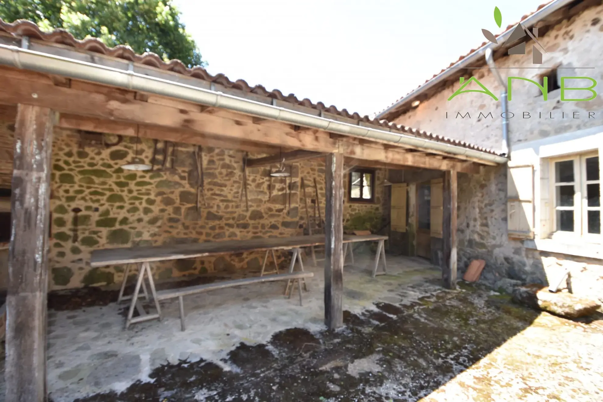 Maison de village en pierre à rénover avec grand terrain à Busserolles 