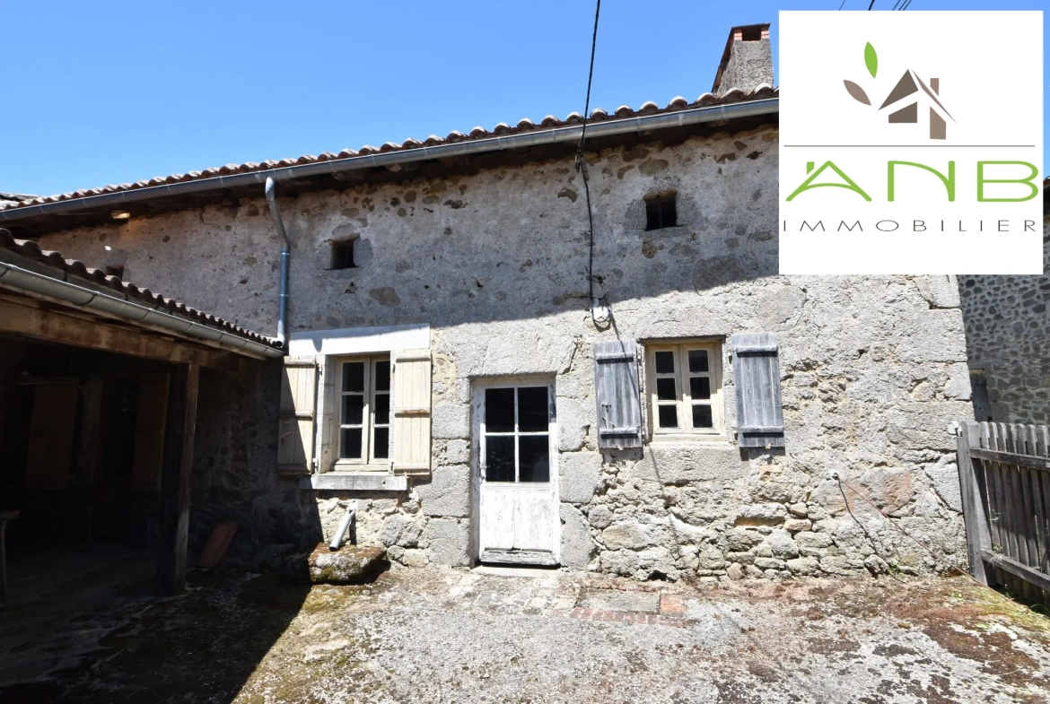 Maison de village en pierre à rénover avec grand terrain à Busserolles 