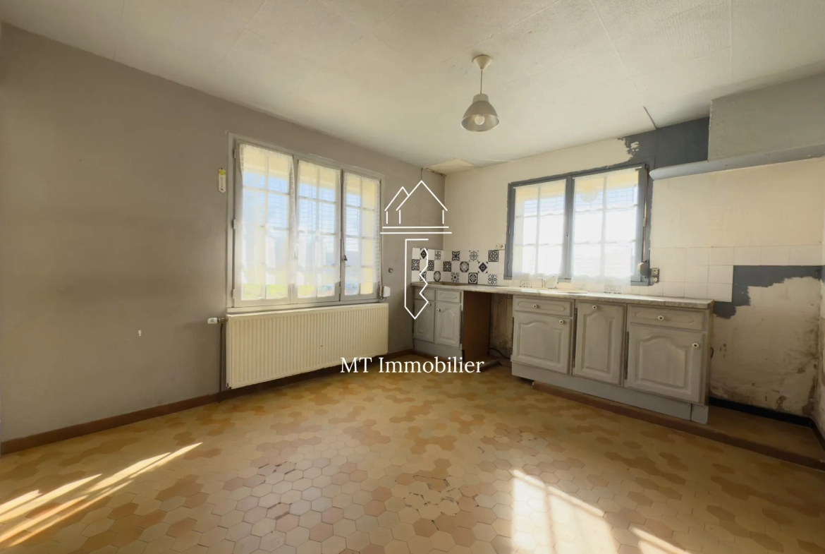 Maison de plain-pied à vendre à Beaurainville avec grand terrain et cave 