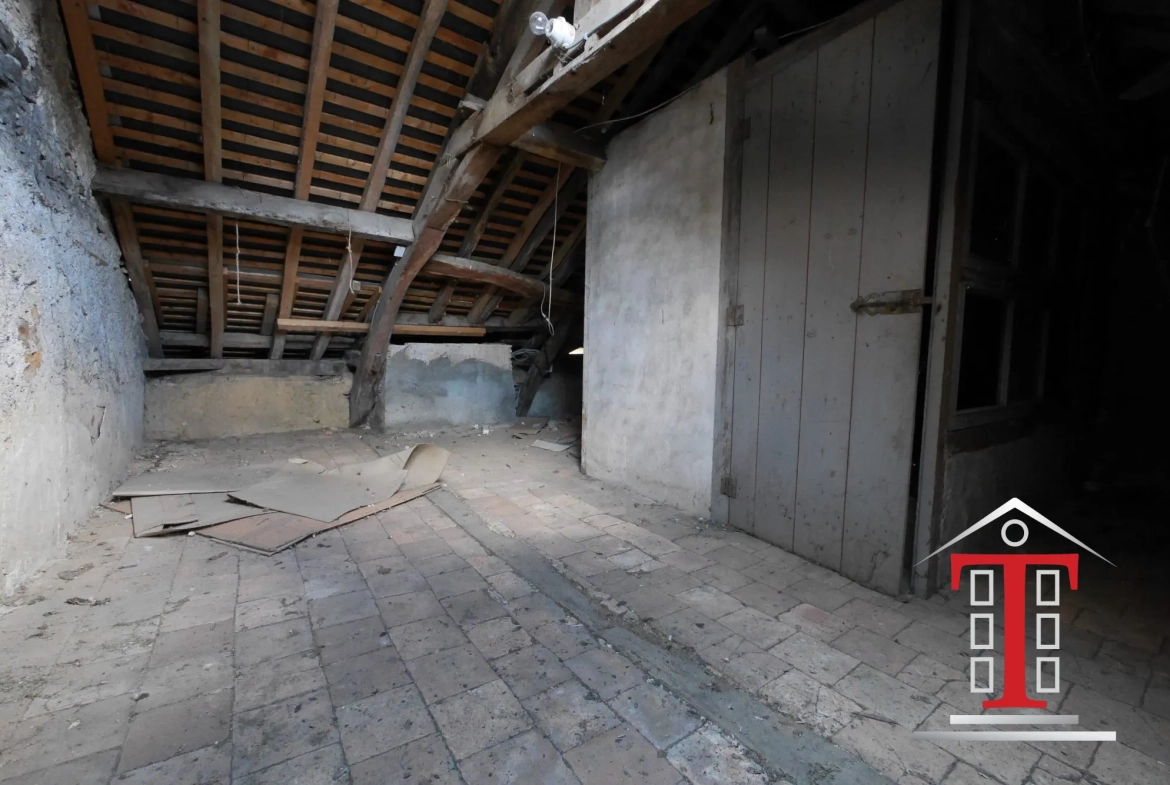 Maison à rénover avec local commercial à Champigné Bourg - Jardin exposé sud 