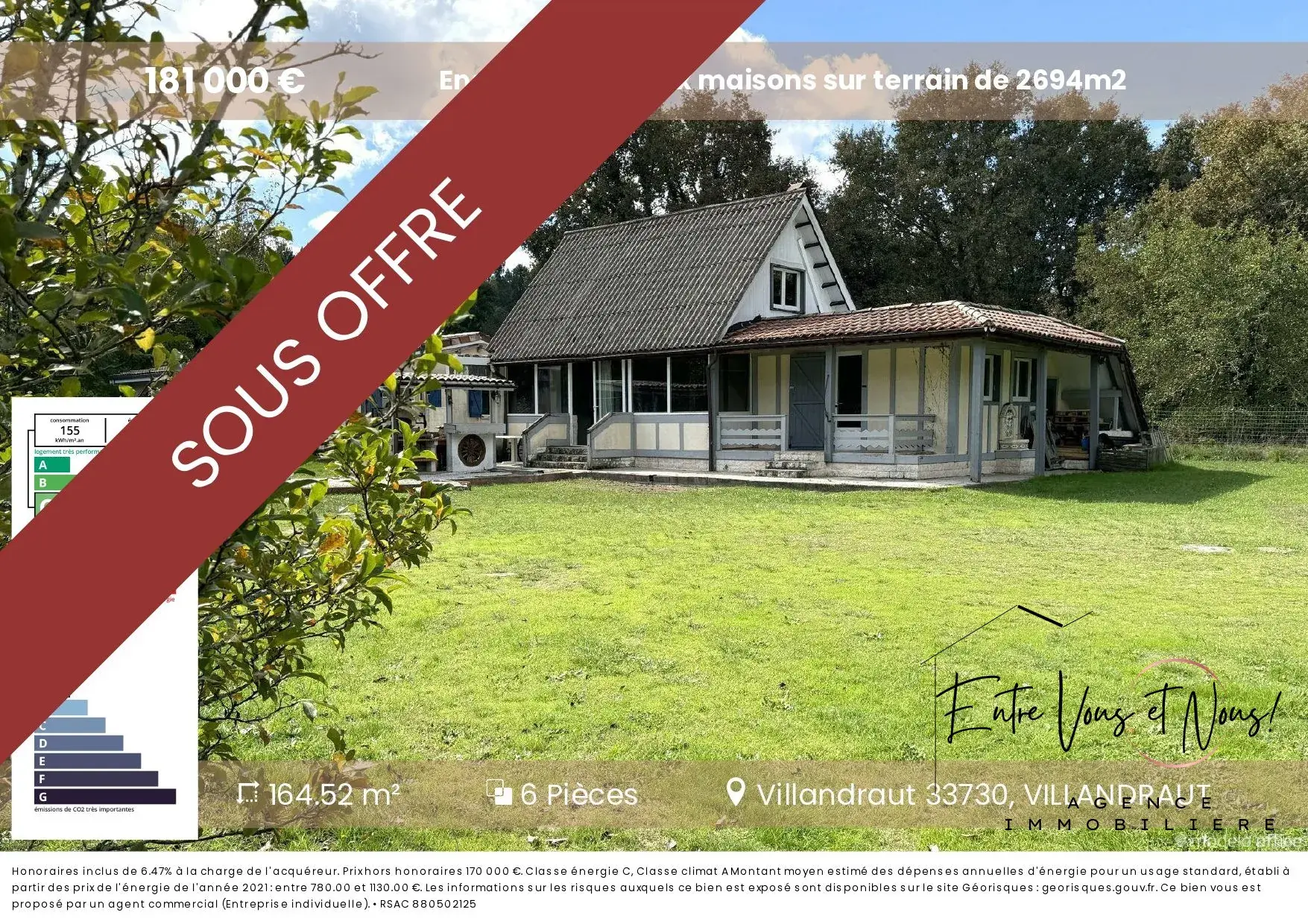 Ensemble de deux maisons à Bazas avec terrain de 2594m2 – Idéal famille 