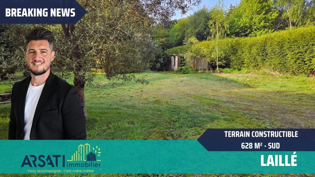 Terrain constructible de 628 m² à Laillé – Viabilisé, plein sud, hors lotissement
