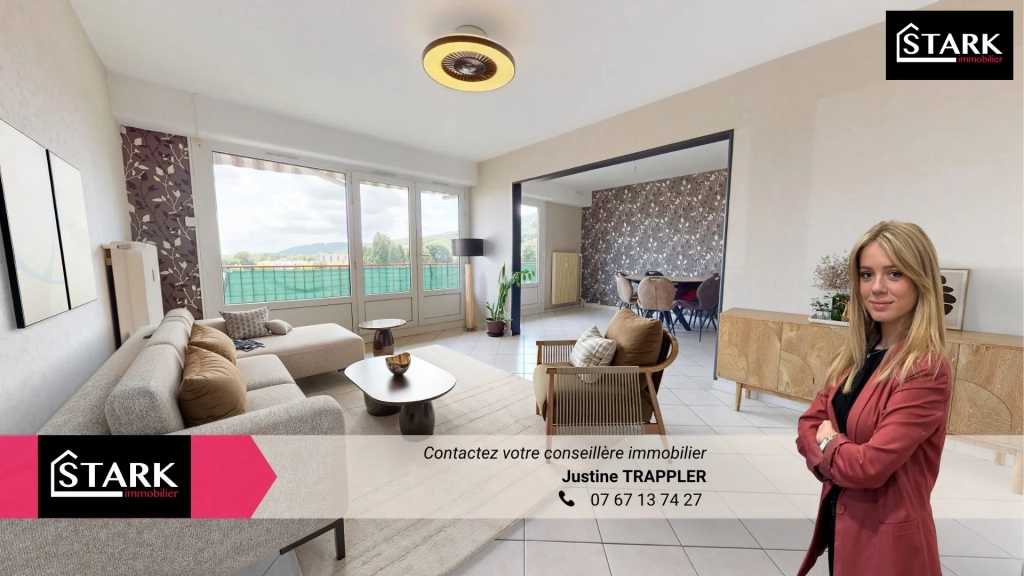 Appartement 3 Chambres avec Vue Exceptionnelle, Balcon et Garage à Valdoie