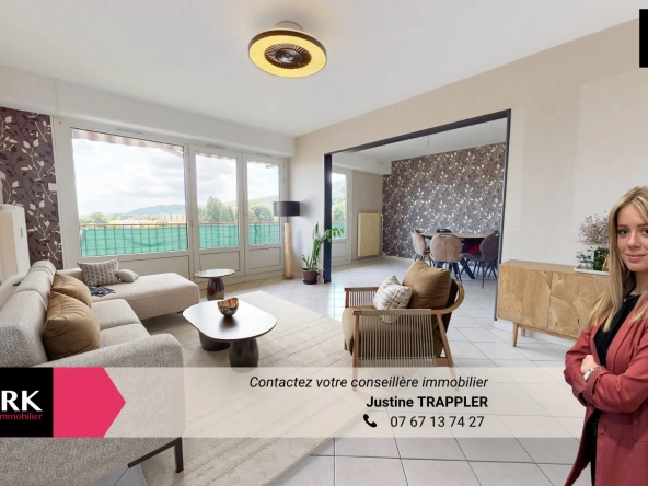 Appartement 3 Chambres avec Vue Exceptionnelle, Balcon et Garage à Valdoie