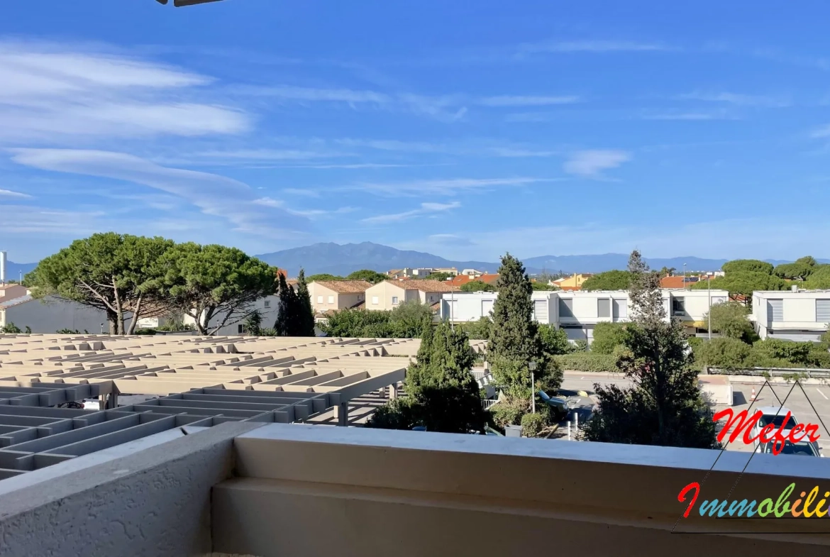 Appartement 2 pièces avec terrasse, piscine et vue sur Canigou à Canet-en-Roussillon 