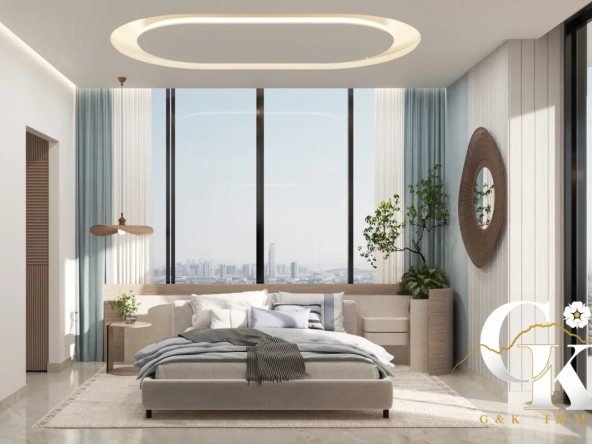 Appartement studio de luxe à Dubaï avec vue dégagée, piscine et parking privé