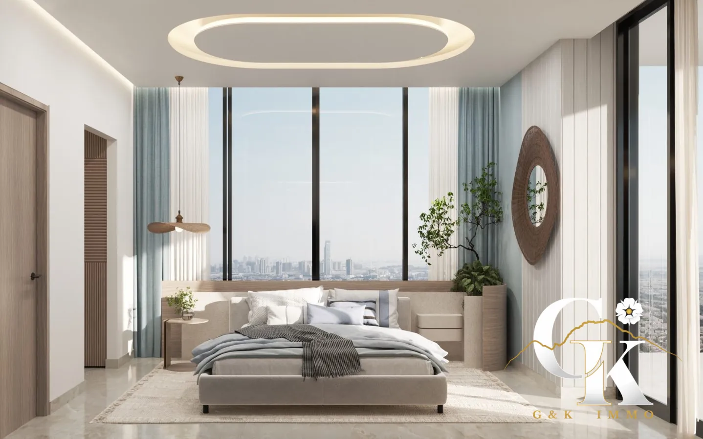 Appartement studio de luxe à Dubaï avec vue dégagée, piscine et parking privé 