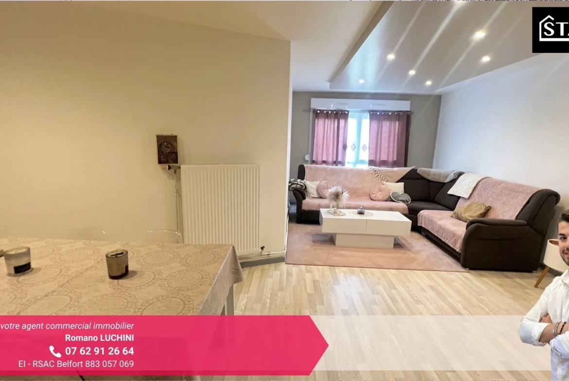 Bel appartement rénové de 85 m² avec 3 chambres à Valdoie 
