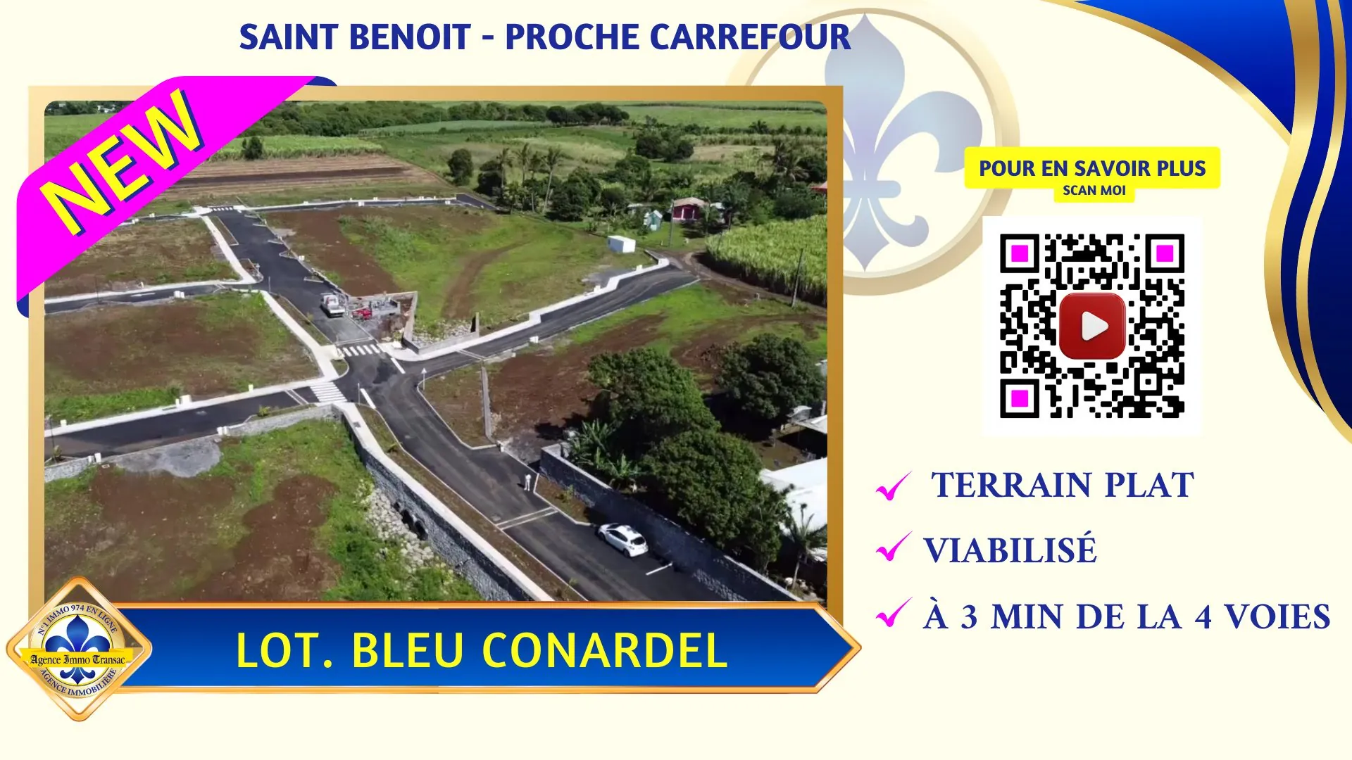 Terrain constructible de 395 m² à Saint-Benoît, emplacement privilégié 