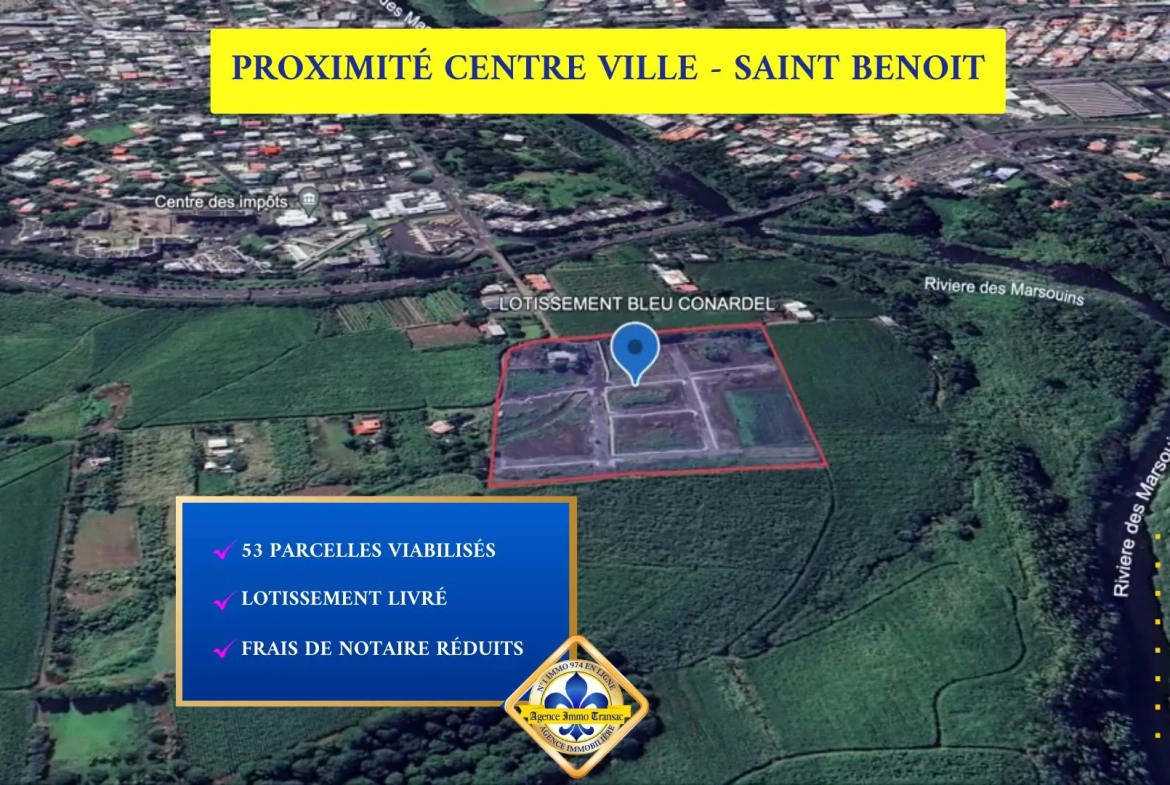 Terrain constructible de 395 m² à Saint-Benoît, emplacement privilégié 